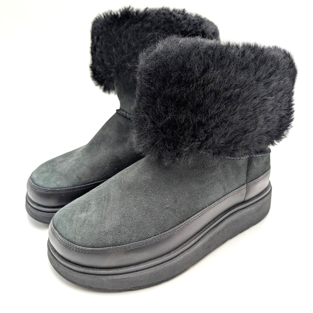FitFlop Gen-FF Mini Double-Faced Shearling Boots Women's Black Size US6.5 EU37.5